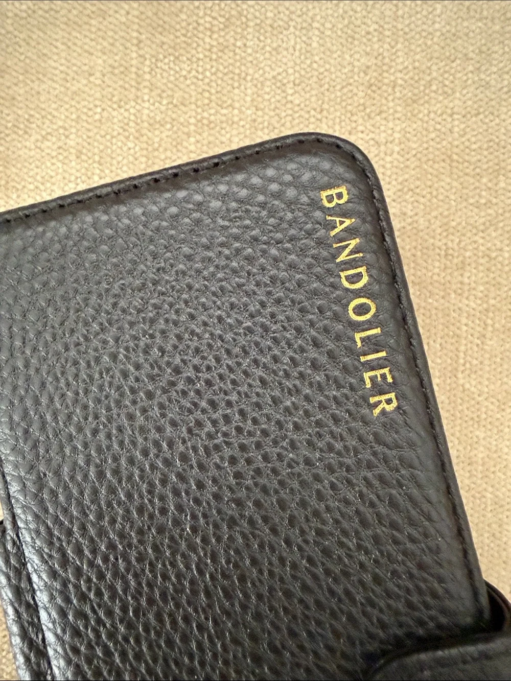 Bandolier Black Pebbled Leather Phone Case with Wallet iPhone 15 PRO